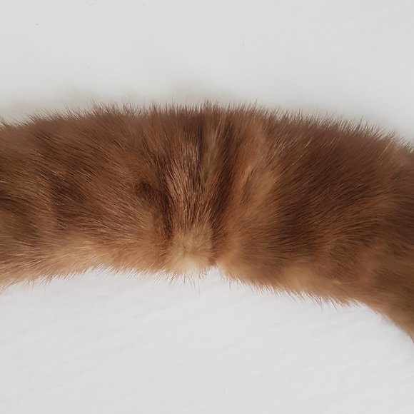1960s Vintage Brown Mink Collar, Honey Brown Mink Fur Scarf - Picture 4 of 8